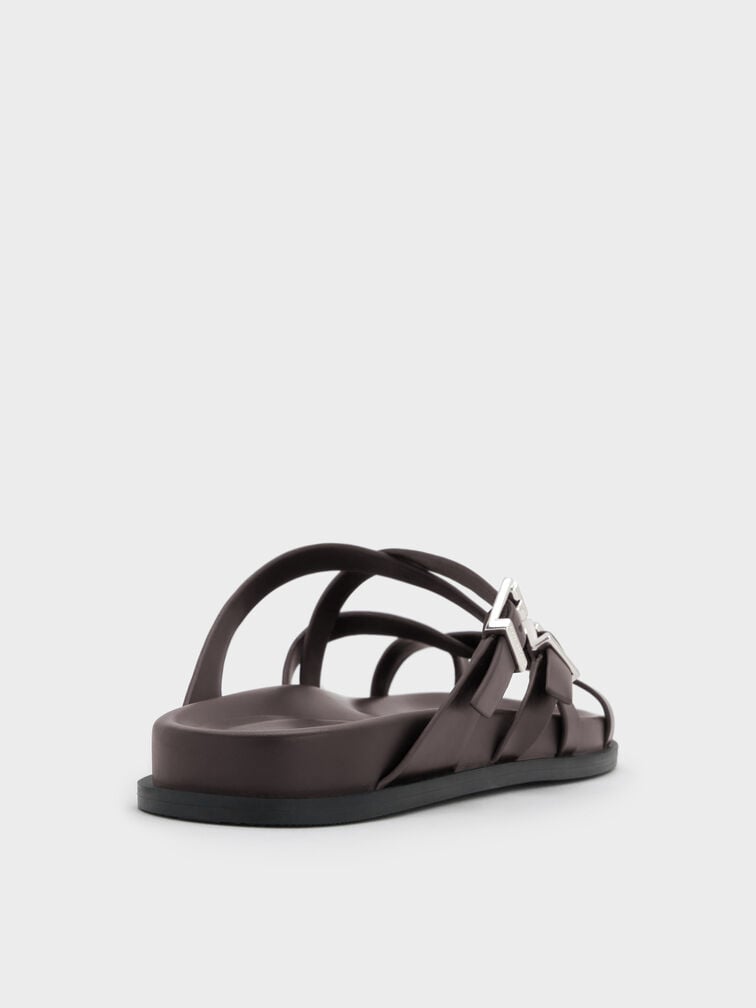 Crossover Toe-Ring Sandals, Burgundy, hi-res