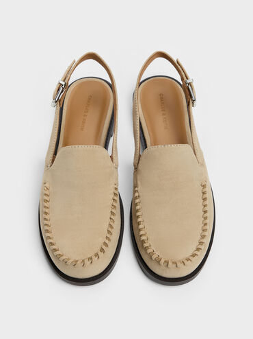 Gale Faux Suede Slingback Loafers, Beige, hi-res