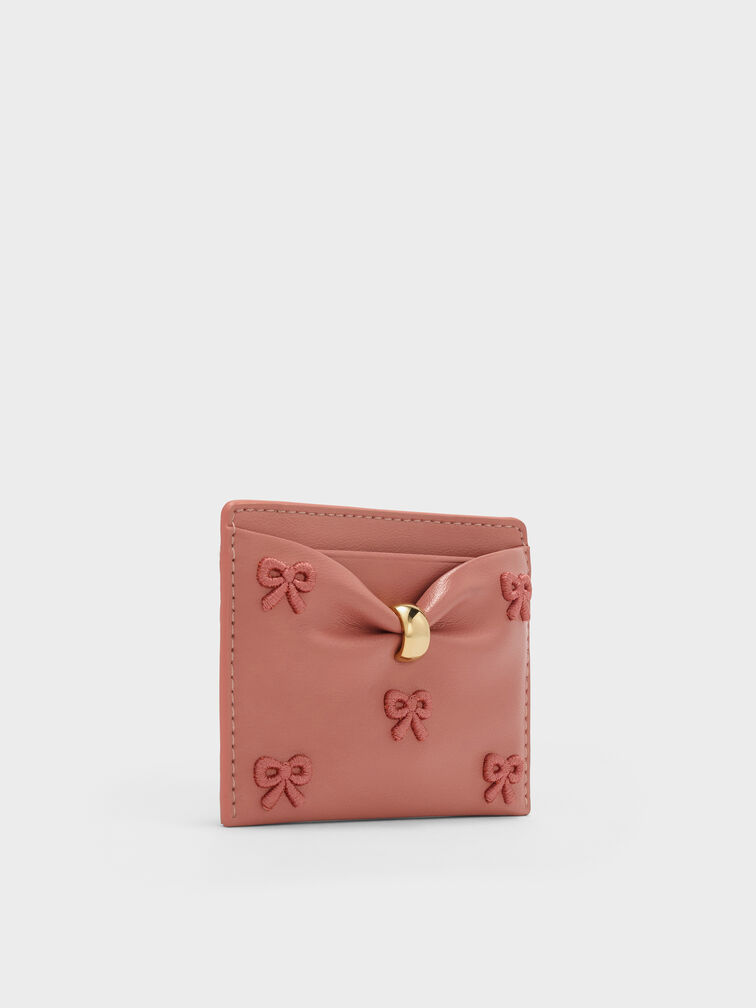 Halsey Embroidered Ruched Card Holder, Blush Pink, hi-res
