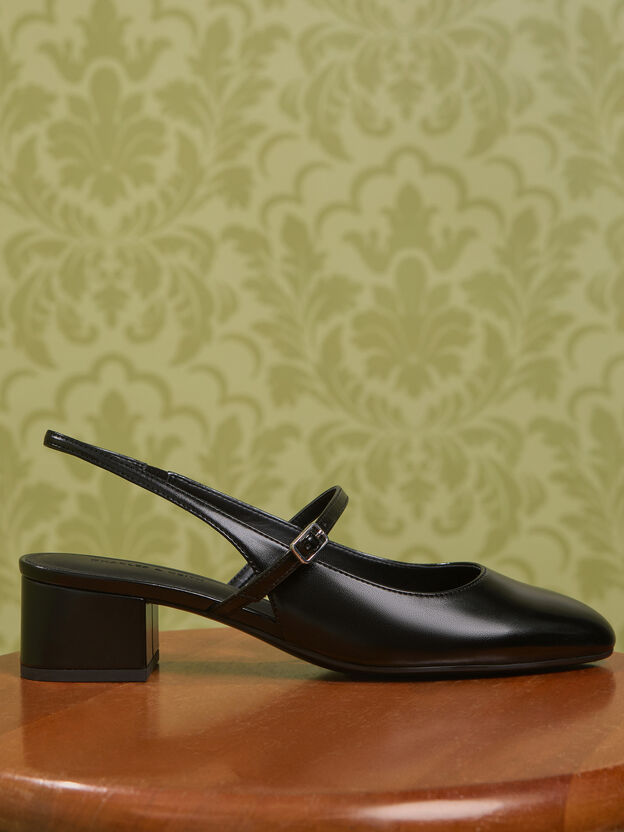 Slingback Mary Jane Pumps, Black, hi-res