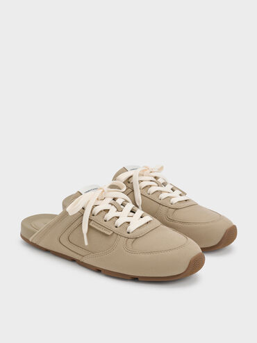 Lace-Up Slip-On Sneakers, Taupe, hi-res
