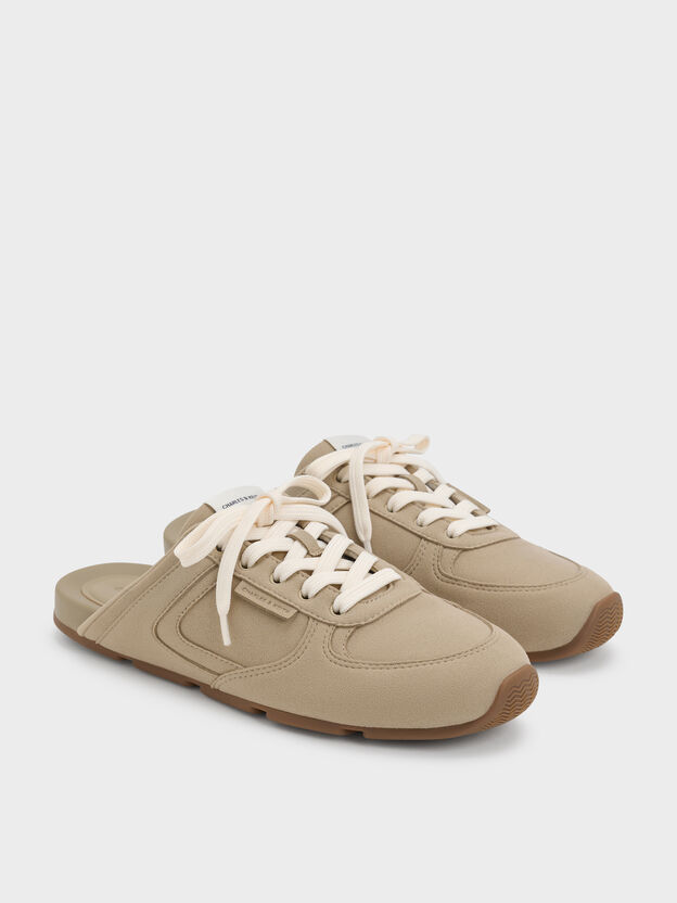 Lace-Up Sneaker Mules, Taupe, hi-res