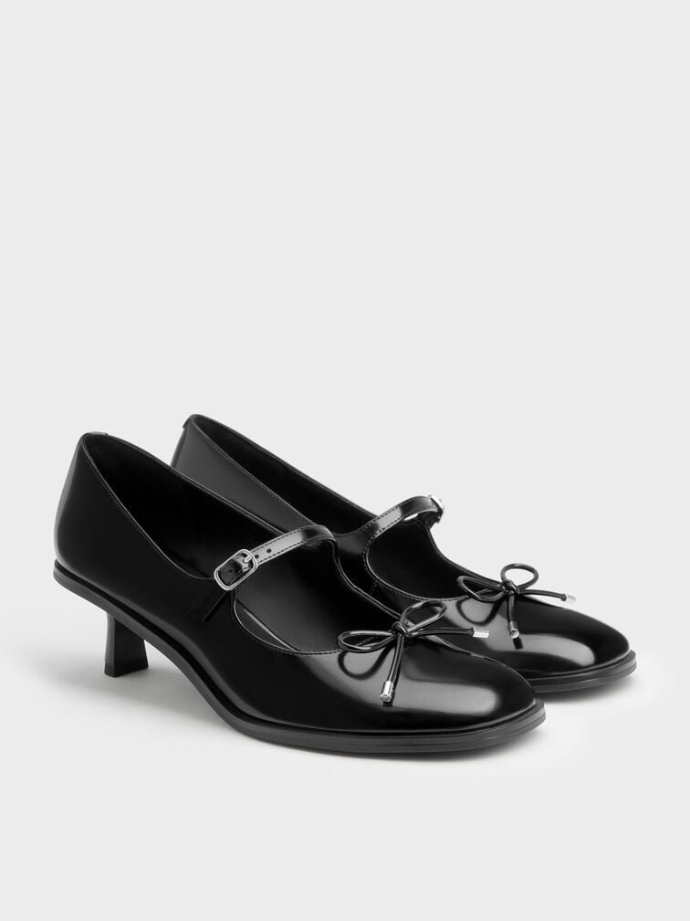 Wendy Bow Kitten-Heel Mary Jane Pumps, Black Box, hi-res