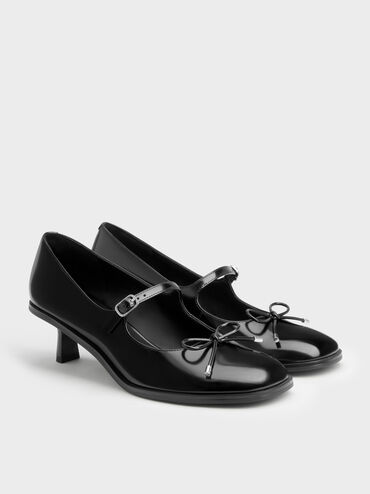 Wendy Bow Kitten-Heel Mary Jane Pumps, Black Box, hi-res