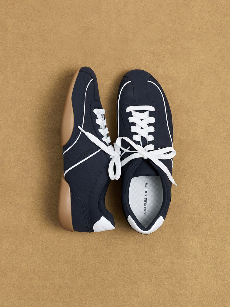 Louise Contrast-Trim Sneakers, Dark Blue, hi-res