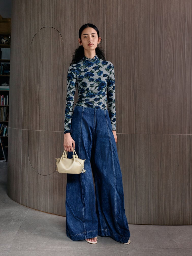 Orinda Knot-Pearl Slide Sandals, Butter, hi-res