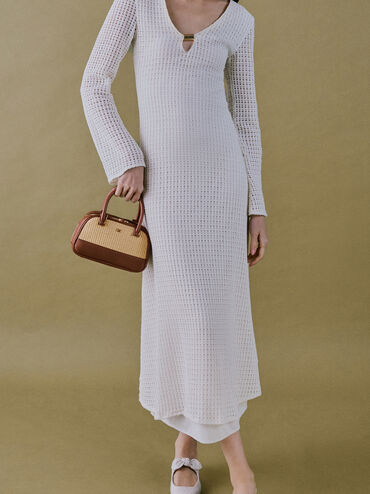 Leather & Raffia Bowling Bag, Neutral Raffia, hi-res