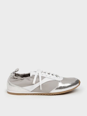 Jace Recycled Leather Metallic Sneakers, Silver, hi-res