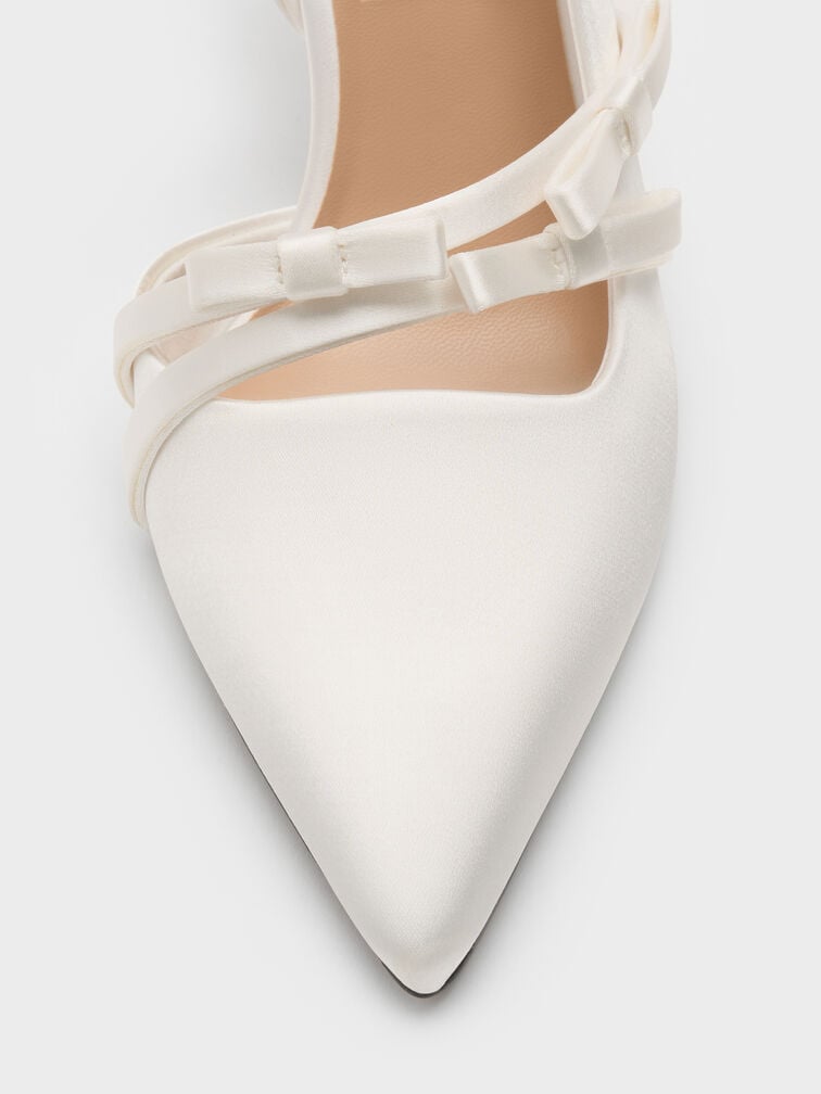 Jessy Bow Slingback Pumps, White, hi-res