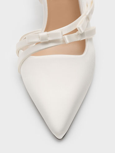 Jessy Bow Slingback Pumps, White, hi-res