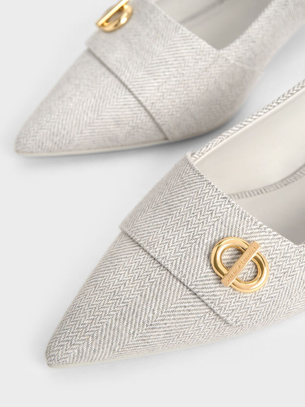 Marley Tweed Slingback Pumps, Light Grey, hi-res