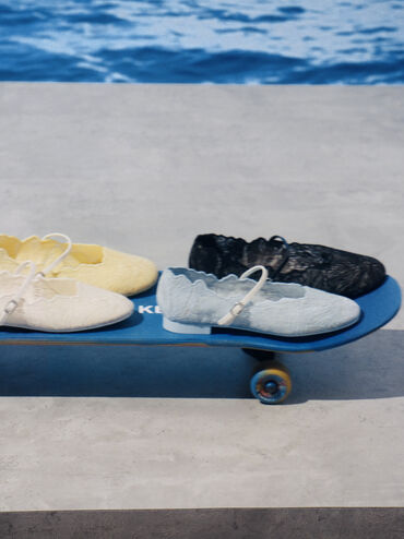 Meja Floral Mary Jane Flats, White, hi-res