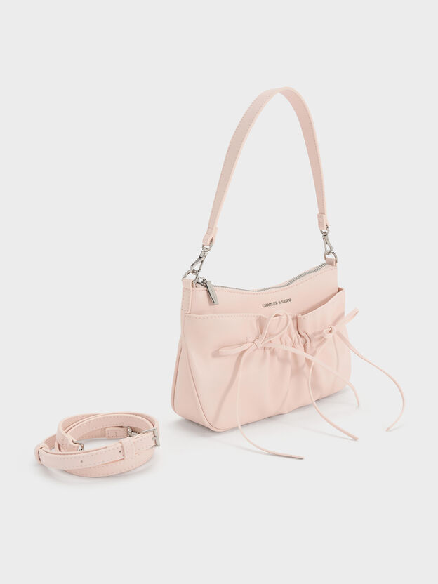 Mini Reese Ruched Bow Shoulder Bag, Soft Pink, hi-res