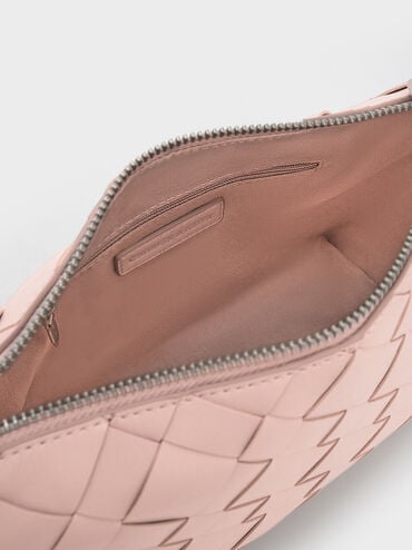 Ivette Woven Shoulder Bag, Light Pink, hi-res