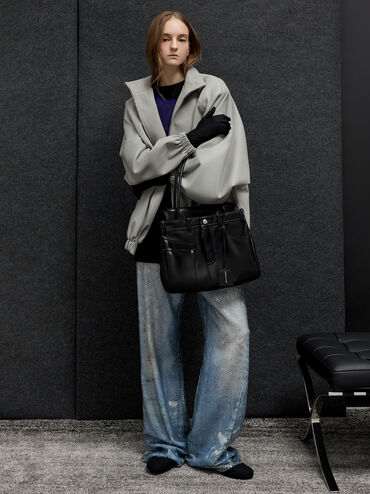 Arita Jeans Tote Bag, Noir, hi-res