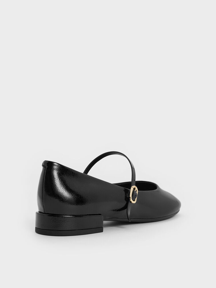 Gertrude Patent Round-Toe Mary Janes, Black Patent, hi-res