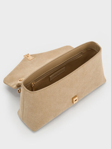 Lilibet Recycled Suede Chain-Strap Bag, Nutmeg Beige, hi-res