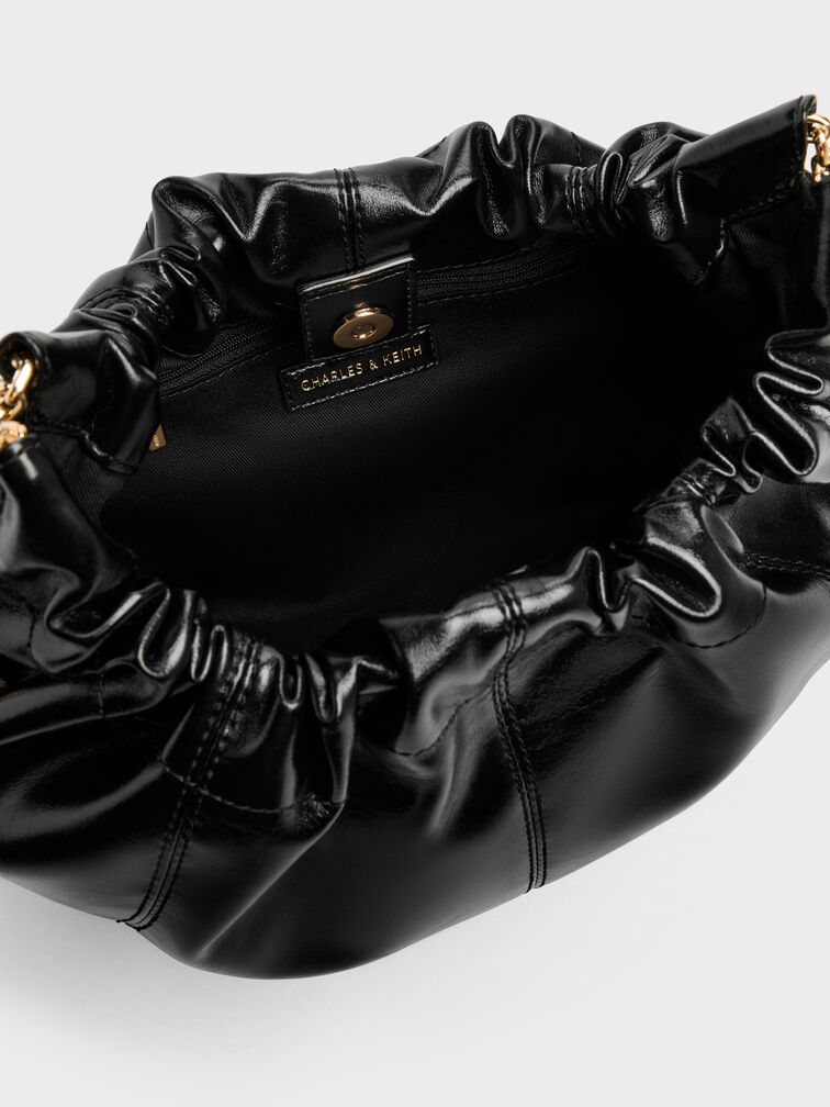 Ciara Ruched Hobo Bag, Black, hi-res