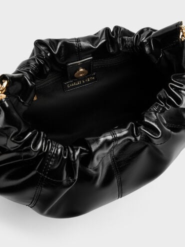 Ciara Ruched Hobo Bag, Black, hi-res
