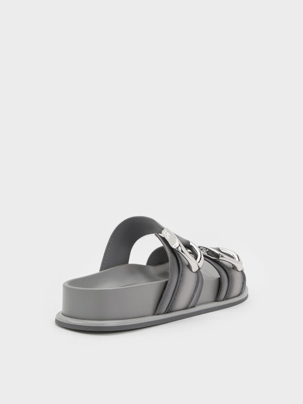 Gabine Leather Ombre Buckled Sandals, Light Grey, hi-res