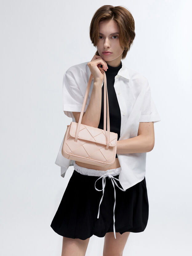 Maribel Woven Shoulder Bag, Soft Pink, hi-res