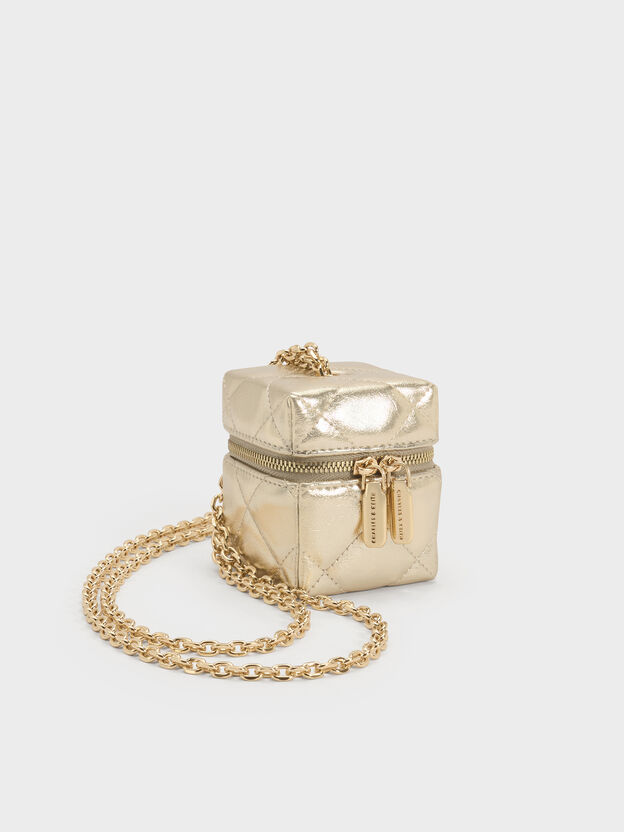 Janie Quilted Micro Bag, Champagne, hi-res