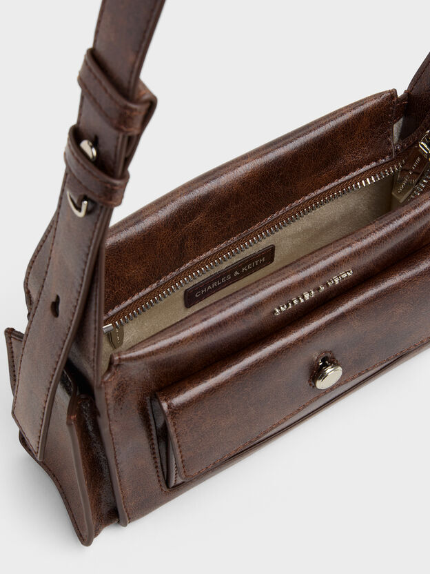 Zevon Multi-Pocket Shoulder Bag, Distressed Coffee, hi-res