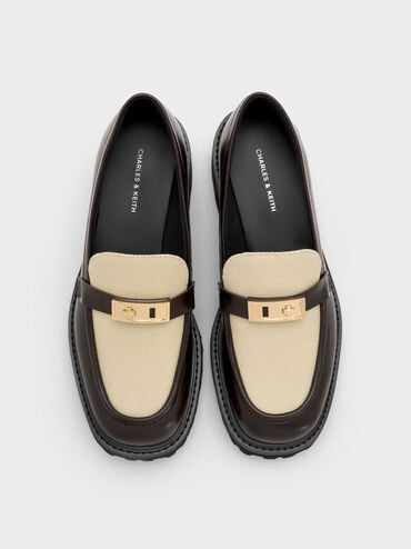 Lando Canvas Two-Tone Metallic-Accent Platform Loafers, Multi, hi-res