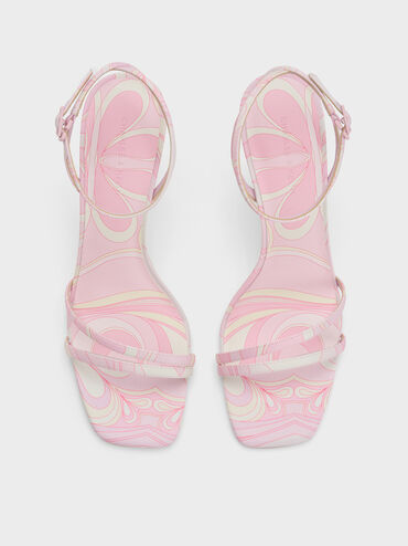 Swirl-Print Ankle-Strap Heels, Light Pink, hi-res