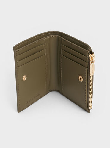 Midori Geometric Top-Zip Wallet, Deep Olive, hi-res