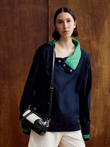 Enola Canvas Two-Tone Bowling Bag, Black, hi-res