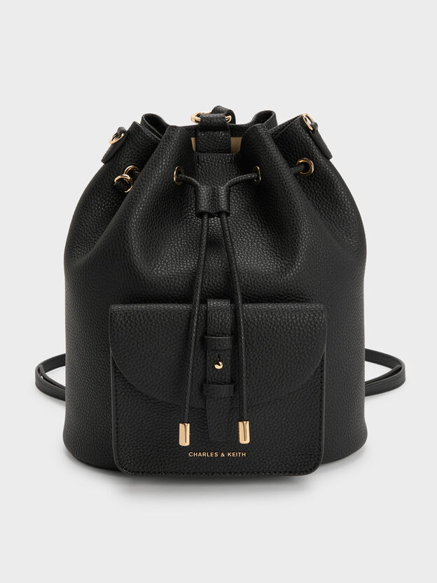 Beryl Drawstring Backpack, Black, hi-res
