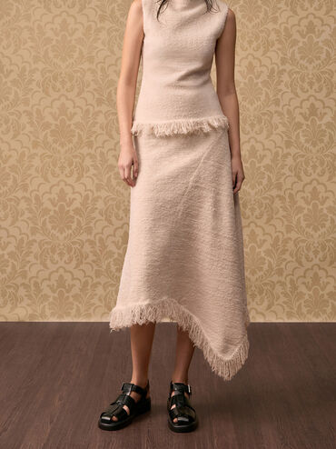 Leather Caged Sandals, Black, hi-res