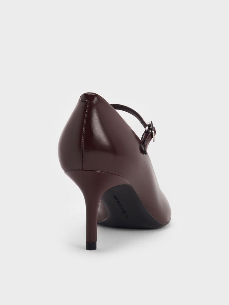 Pointed-Toe Stiletto-Heel Pumps, Maroon, hi-res