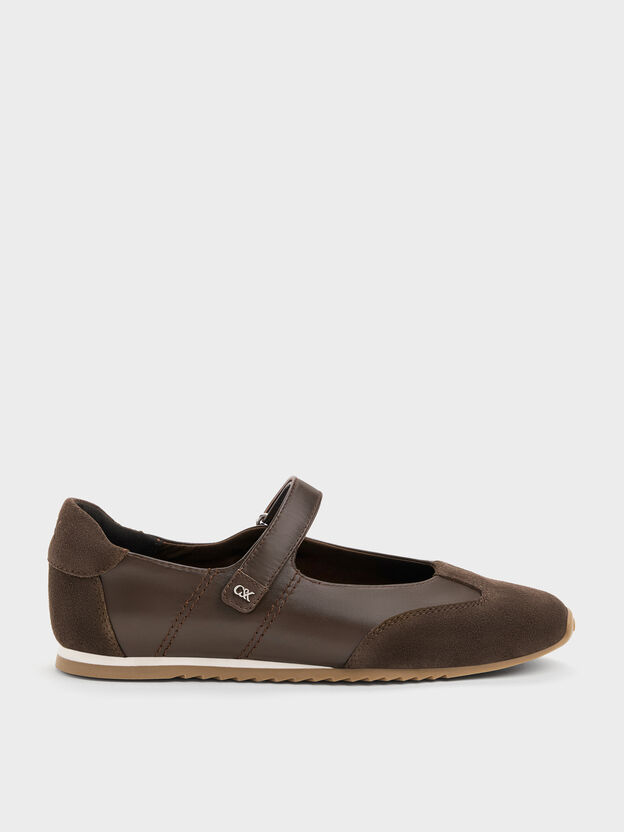 Jace Leather & Suede Mary Jane Sneakers, Dark Brown, hi-res