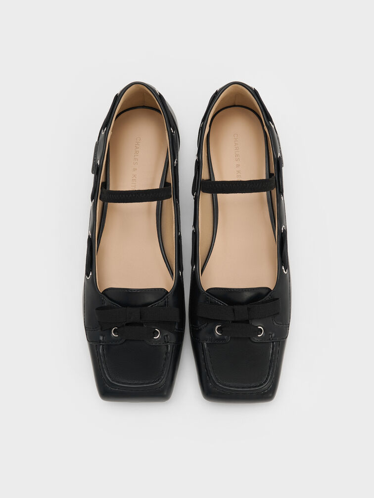 Bow Boat-Shoe Flats, Black, hi-res