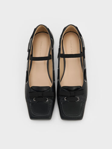 Bow Boat-Shoe Flats, Black, hi-res