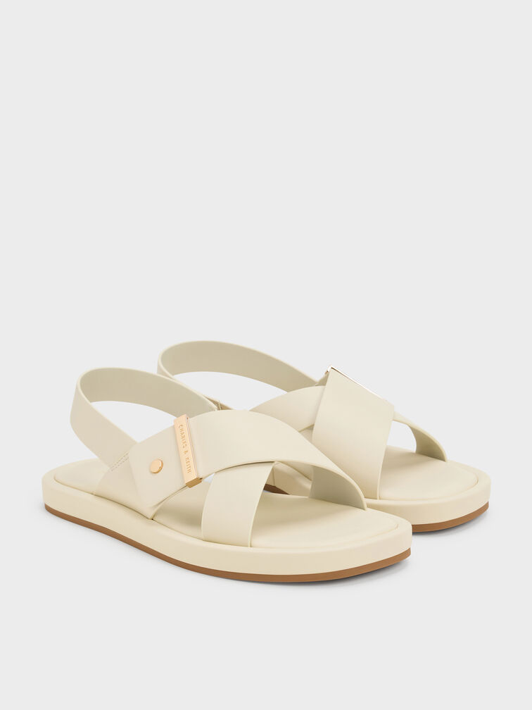 Audra Crossover-Strap Slingback Sandals, Chalk, hi-res