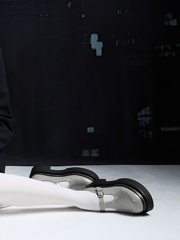 T-Bar Platform Mary Janes, Grey, hi-res