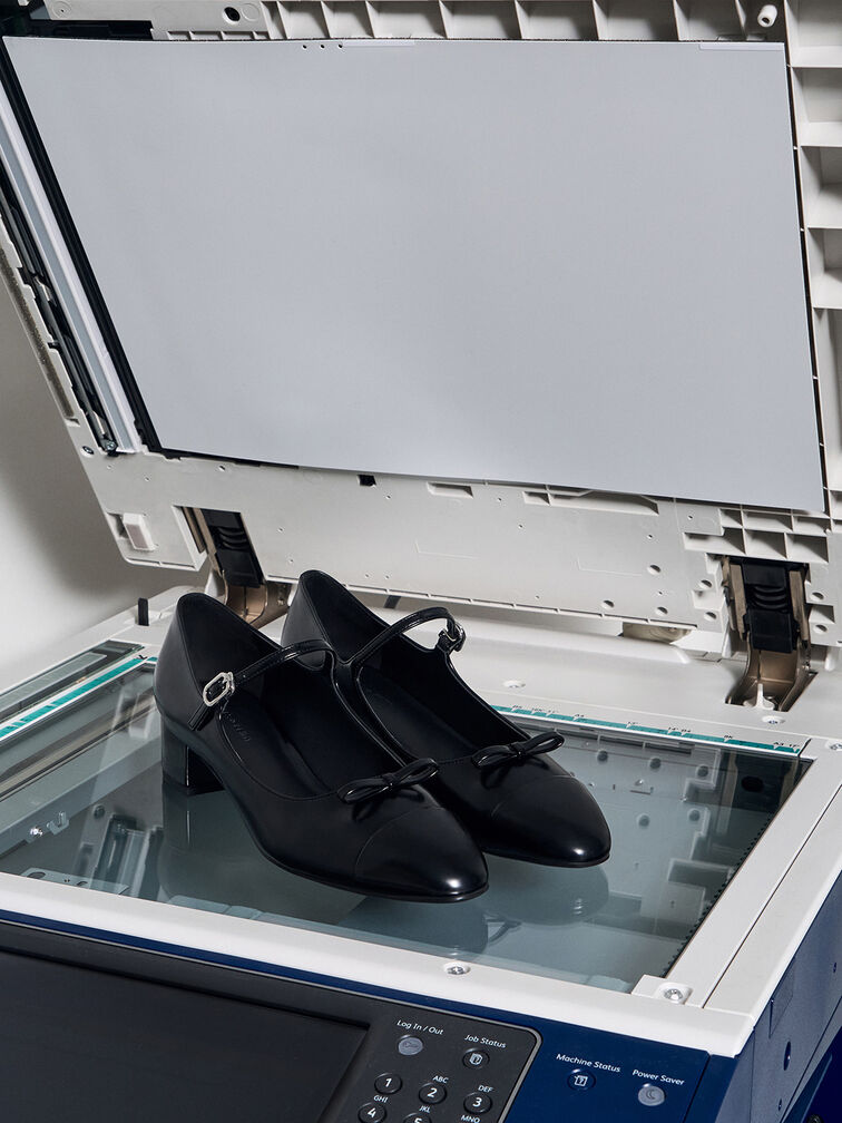 Bow Cap-Toe Mary Jane Pumps, Black Box, hi-res