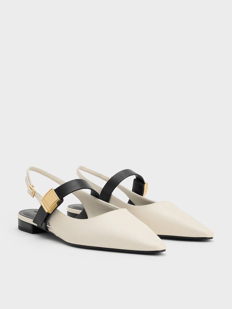 Yvette Pointed-Toe Mary Jane Flats, Chalk, hi-res