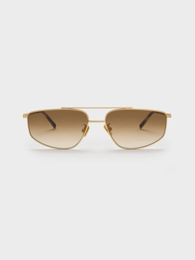 Elowyn Metal-Rim Aviator Sunglasses, Brush Gold, hi-res