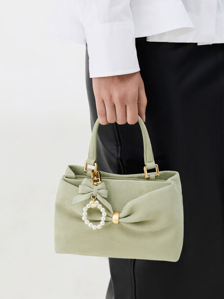 Halsey Ruched Top Handle Bag, Pale Sage, hi-res