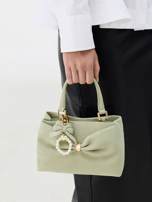 Halsey Ruched Top Handle Bag, Pale Sage, hi-res