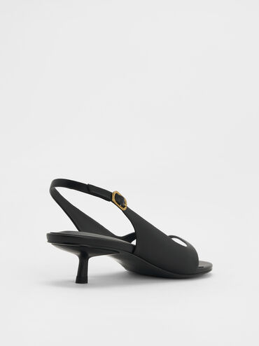 Rayne Square-Toe Kitten-Heel Thong Slingback Sandals, Black, hi-res