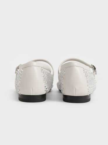 Maggie Mesh Crystal-Embellished Mary Janes, White, hi-res