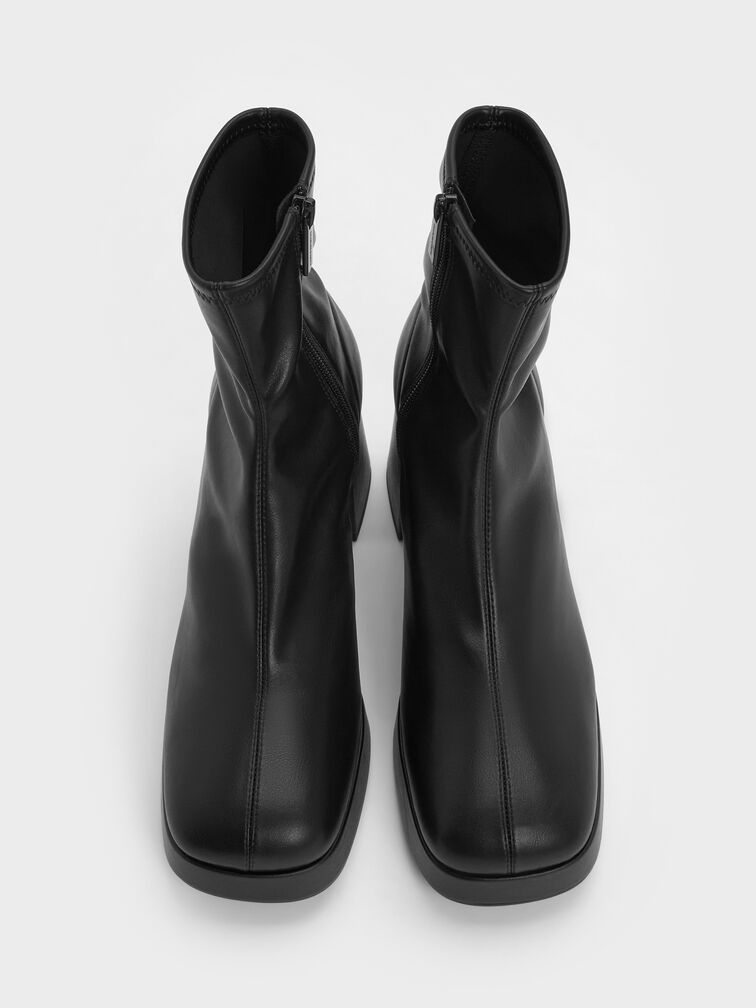 Platform Ankle Boots, Black, hi-res