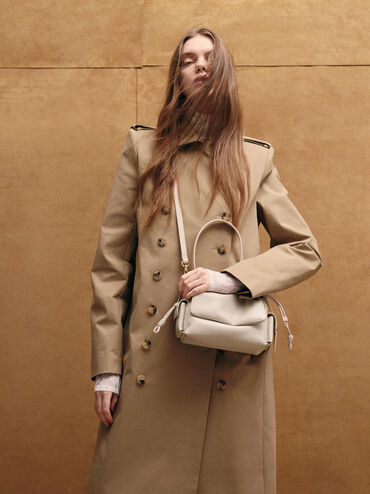 Khai Ruched-Flap Side-Pocket Top Handle Bag, Oat, hi-res