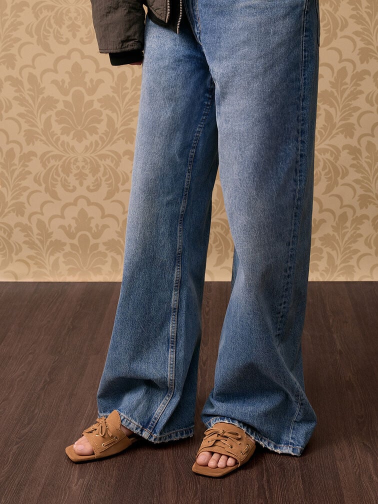 Kori Suede Lace-Up Slide Sandals, Cognac, hi-res