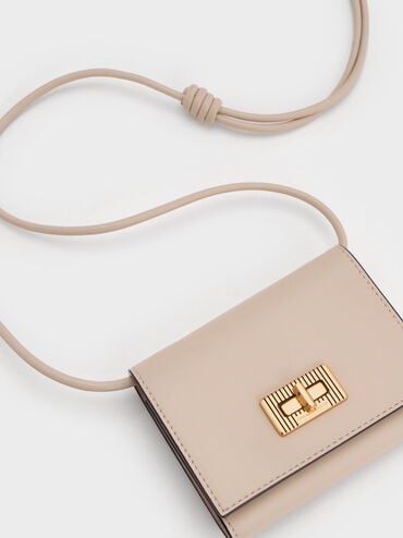 Edna Turn-Lock Knotted-Strap Wallet, Oat, hi-res